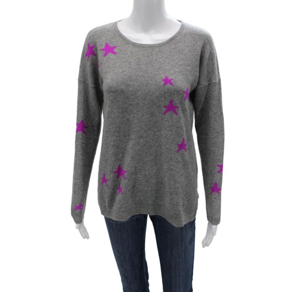Project Unisex Gray 100% Cashmere Star Graphic Pullover Crewneck Size S